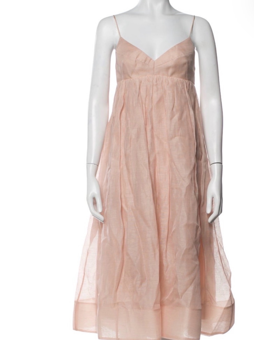 NWT Zimmermann Blush Pink Sheer Midi Spaghetti-Strap Dress